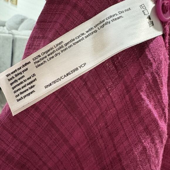 Eileen Fisher | Midi Dress Jumper Pink Sleeveless Linen Lagenlook- Size Medium - Picture 7 of 9